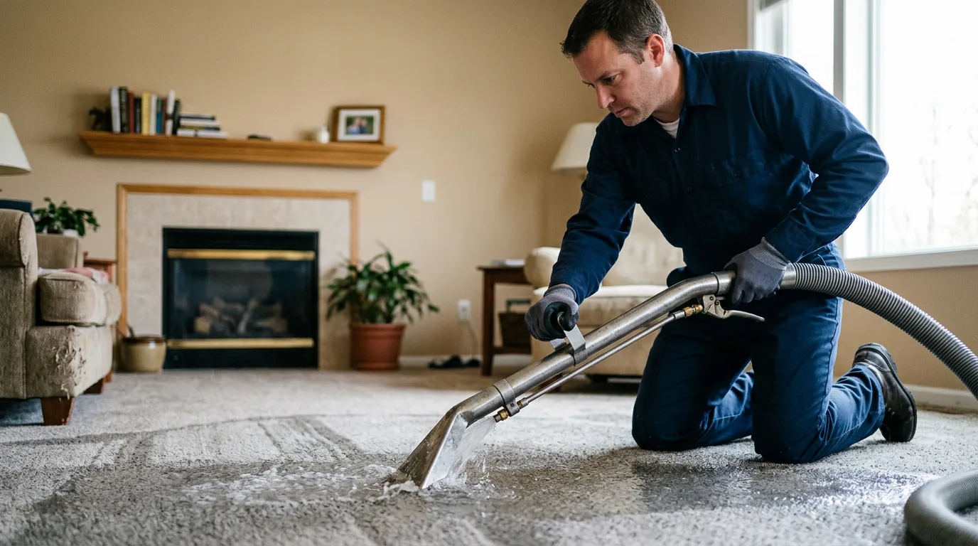 Water damage restoration technician working near Carthage, NY